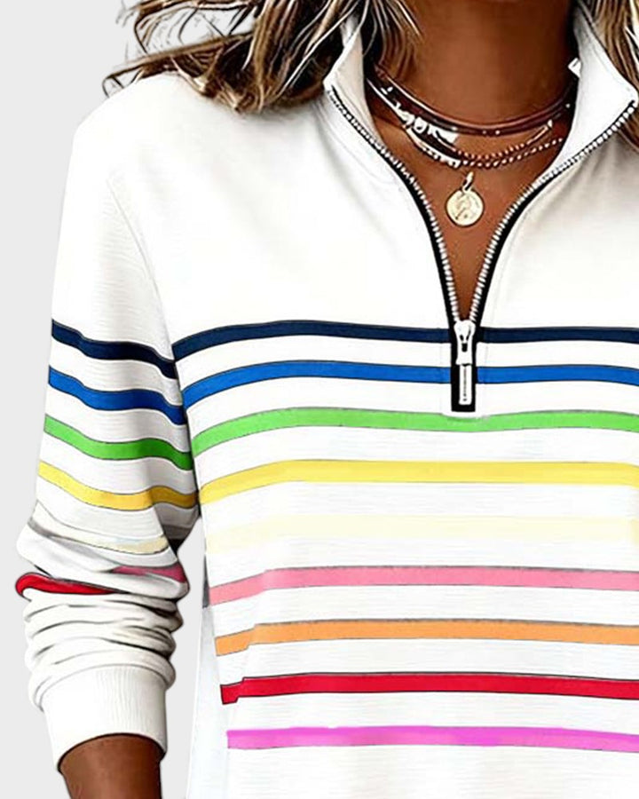 Raquel™ | Sudadera de rayas con media cremallera