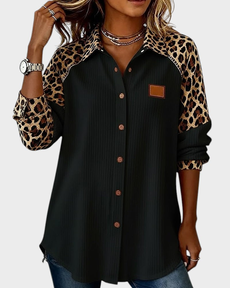 Juana™ | Camisa de botones con estampado leopardo