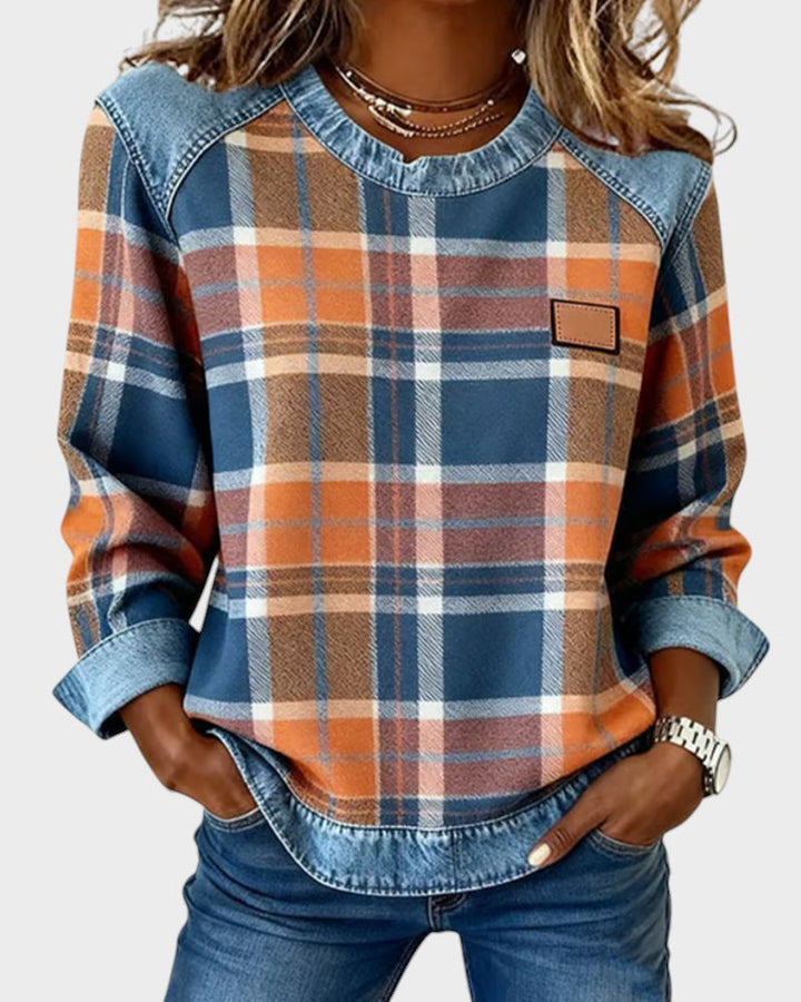 Marta™ | Sudadera con parches a cuadros