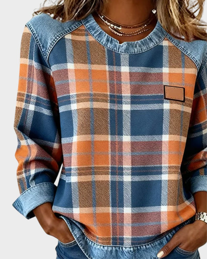 Marta™ | Sudadera con parches a cuadros